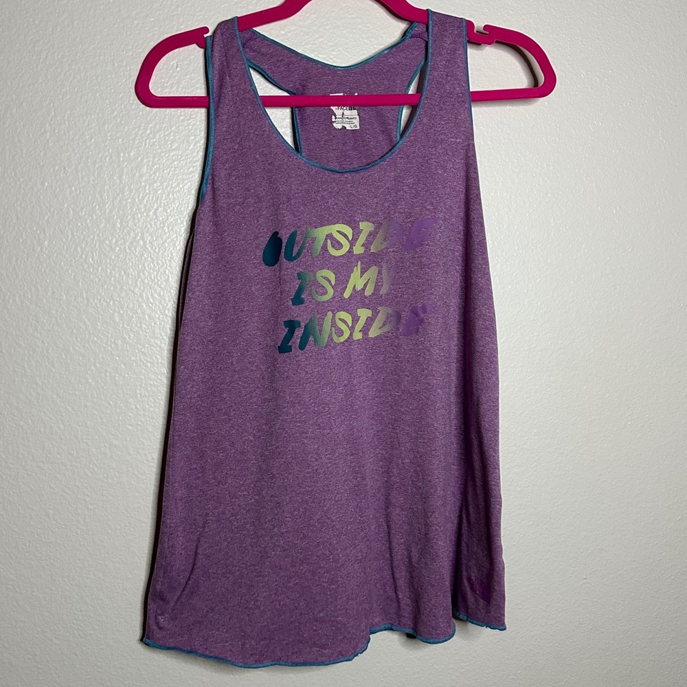 The North Face Purple Heathered Tank Top Womens Large Graphic Racerback